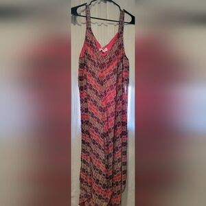 Emma & Michele Red and Black Patterned With Hankerchief Style Hem